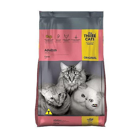 Ração Three Cats Gatos Adultos Sabor Carne