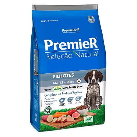 Ração Premier Seleção Natural Cães Filhotes Sabor Frango com Batata Doce