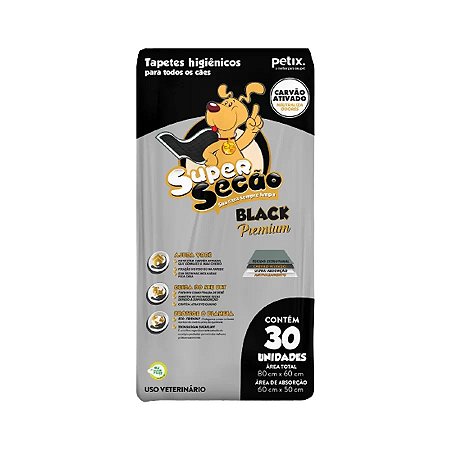 Tapete Higiênico Super Secão Black Premium para Cães 30 Unidades