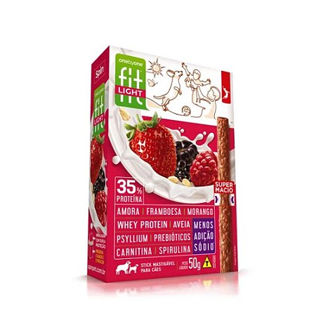 Petisco Stick Fit Light Spin Pet Sabor Amora, Framboesa e Morango 50g