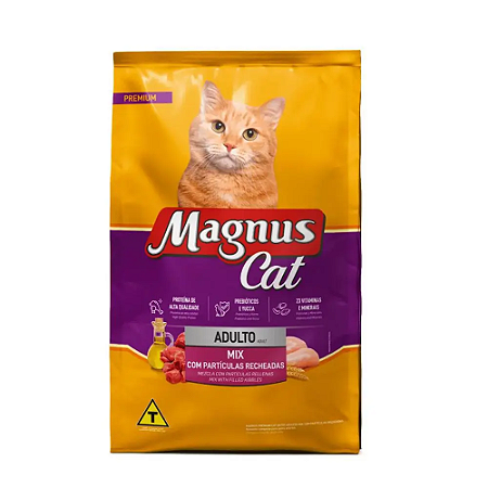 Ração Magnus Gatos Adultos Mix Com Partículas Recheadas - 10,1Kg