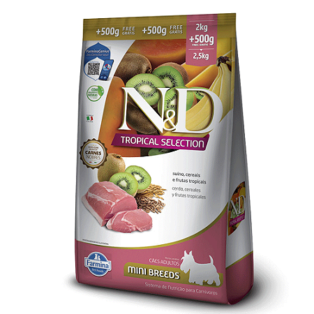 Ração N&D Tropical Selection Cães Adultos Mini Suíno