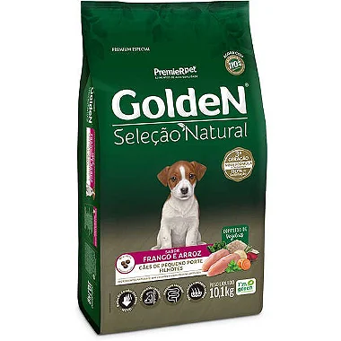 Ração Golden Seleção Natural Cães Filhotes Porte Pequeno Frango e Arroz Mini Bits