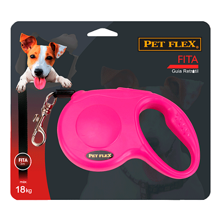 Guia Retrátil Fita Pet Flex até 18 kg - 3m