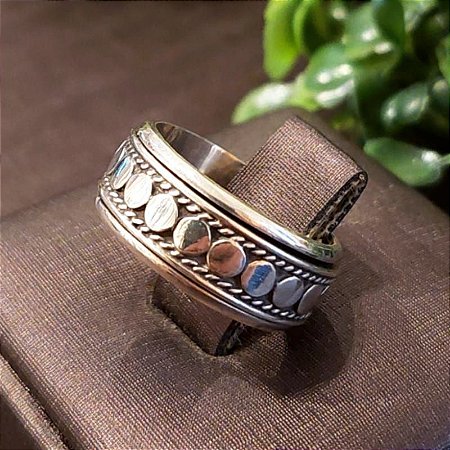 Anel Prata de Bali 925 Giratório - masculino artesanal - M005