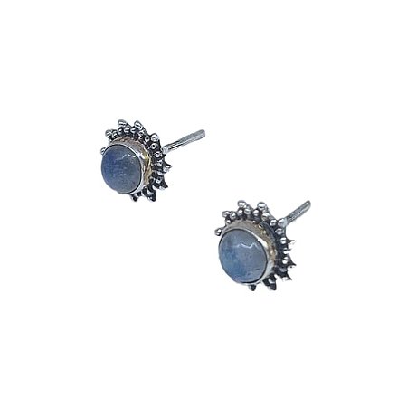 Brinco de Prata 925 com Pedra da Lua - Sol - indiano