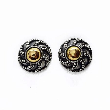 Brinco de Prata com Ouro 18k - Bali - Mandala.