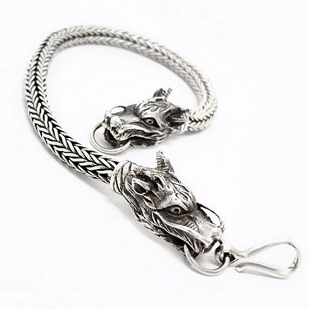 Pulseira Prata de Bali 925 cabeça de Dragão - Artesanal
