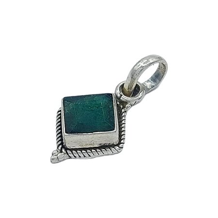 Pingente de prata 925 e pedra Esmeralda - Artesanal