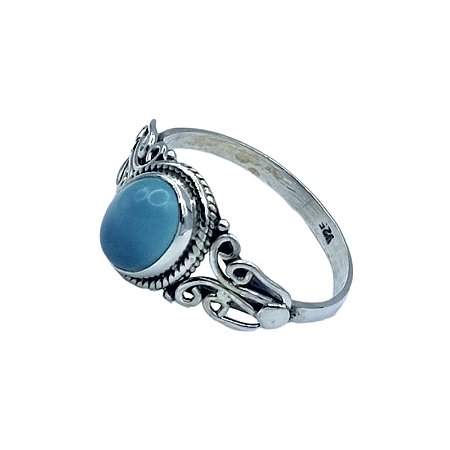 Anel de Prata 925 charm Calcedônia Azul - lançamento C003