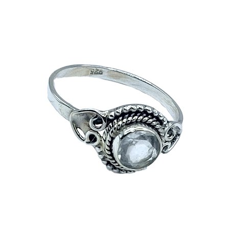 Anel Prata 925 - Cristal de Quartzo - Índia