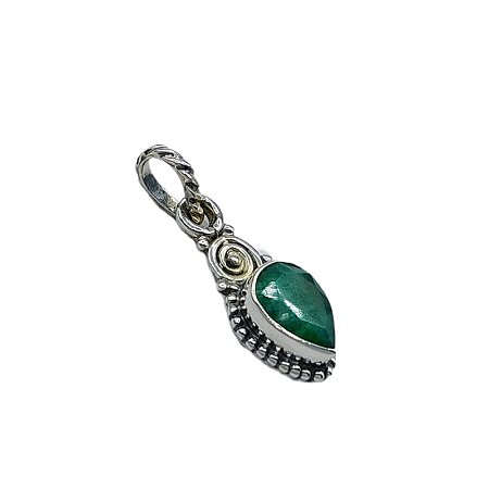 Pingente prata 925 - pedra Esmeralda - Gota