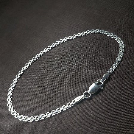 Pulseira feminina 2,35mm prata 925 18cm x 2,5gr