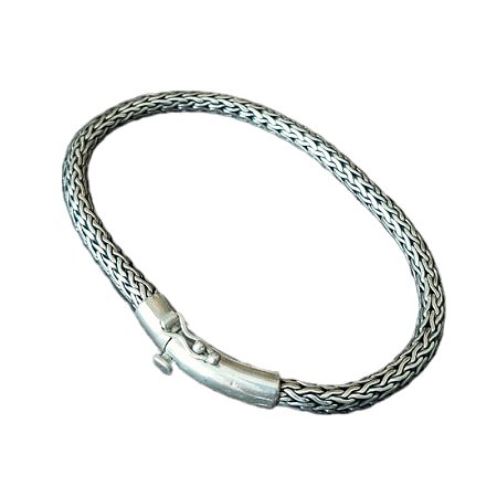 Pulseira de Prata Bali 925 4,80mm Redonda fecho de Gaveta