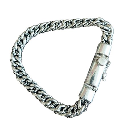 Pulseira de Prata Bali 925 8mm fecho de Gaveta 40gr maciça