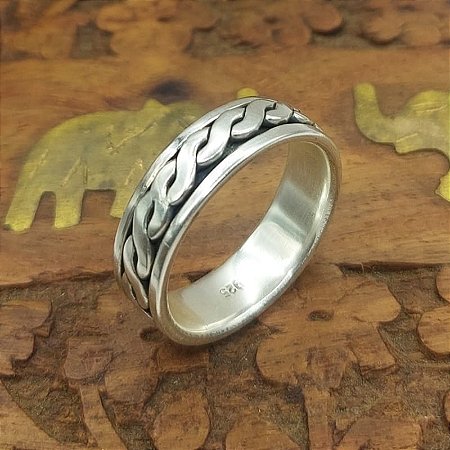Anel Prata Bali 925 Giratório masculino