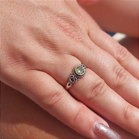 Anel Charms Prata 925 Peridoto - Lançamento