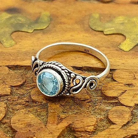 Anel life Prata de bali 925 Topázio Azul - Lançamento