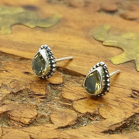 Brinco de Prata 925 indiano Gota Citrino