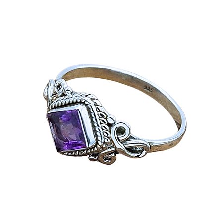 Anel Life Prata 925 Ametista - Quadrado