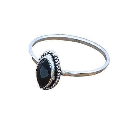 Anel Life Prata 925 Navete Pedra ônix