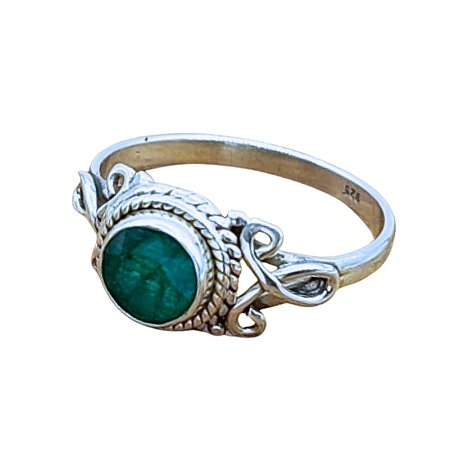 Anel de Prata 925 Boho com Esmeralda