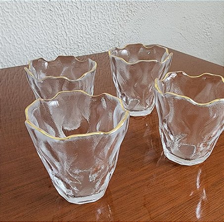Copinho de Vidro Orgânico para Café - Borda Dourada