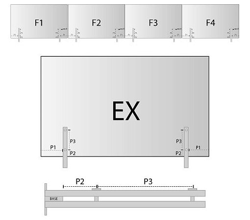 Guarda corpo fixado com coluna tipo torre de 2 furo 4 peça