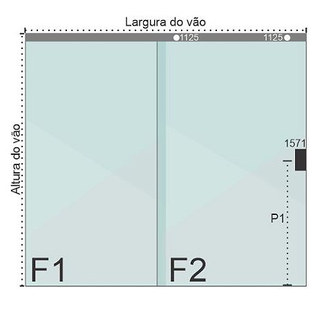Janela duas folhas com bate-fecha vidro-alvenaria