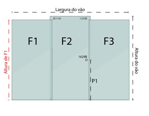 Box 3 peças padrão, com puxador 1629B