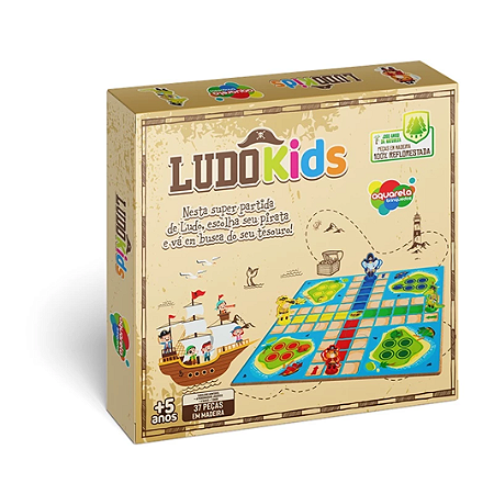 JOGO DE TABULEIRO LUDO KIDS TESOURO DO PIRATA EM MADEIRA