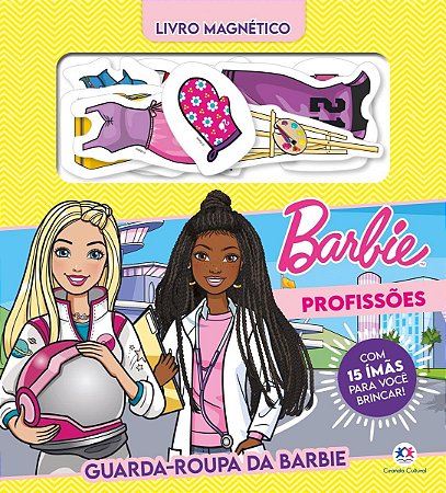 Livro Magnético Barbie - Guarda-roupa da Barbie: profissões