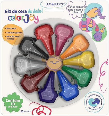 GIZ DE CERA ENCAIXA NO DEDO C/ 10 CORES