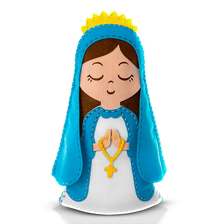 Kit Artesanato Infantil Ponto a Ponto Nossa Senhora Linha Religiosa Presente de Páscoa