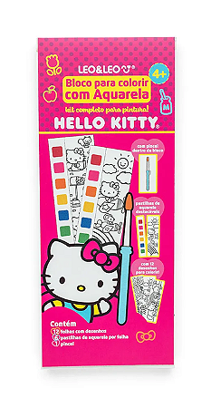 BLOCO DE COLORIR COM AQUARELA HELLO KITTY