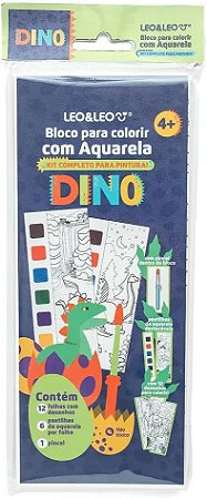 BLOCO DE COLORIR COM AQUARELA DINOSSAURO