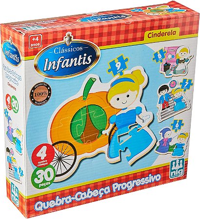 QUEBRA-CABEÇA PROGRESSIVO CINDERELA - 30 PÇS