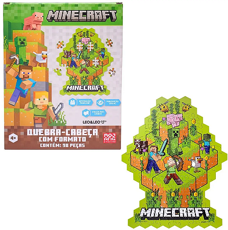 Quebra Cabeça Minecraft Infantil 98 Peças Leo&Leo +4 Anos