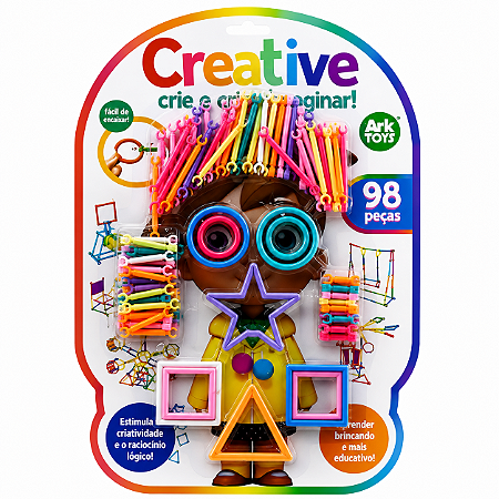 Blocos de Montar Criativo 98 Peças Ark Toys Formas Educativas Infantil