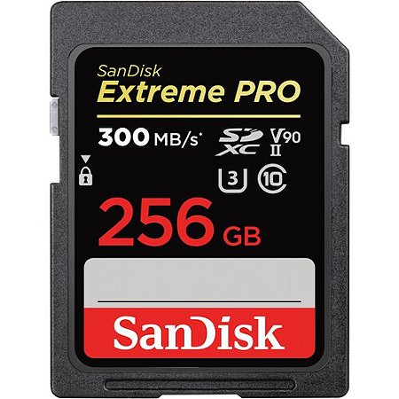 Cartão de Memória SanDisk EXTREME PRO SDXC UHS-II 256GB 300 MB/s V90