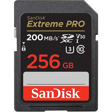 Cartão de Memória SanDisk EXTREME PRO SDXC UHS-I 256GB 200 MB/s V30