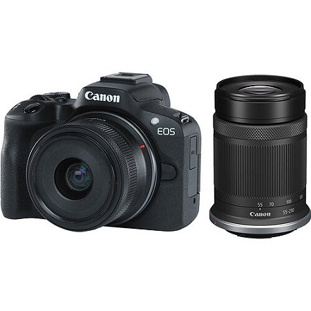 Câmera Canon EOS R50 Mirrorless Kit com Lente RF-S 18-45mm + RF-S 55-210mm