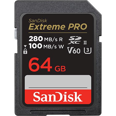 Cartão de Memória SanDisk 64GB Extreme PRO UHS-II SDXC 280 MB/s V60