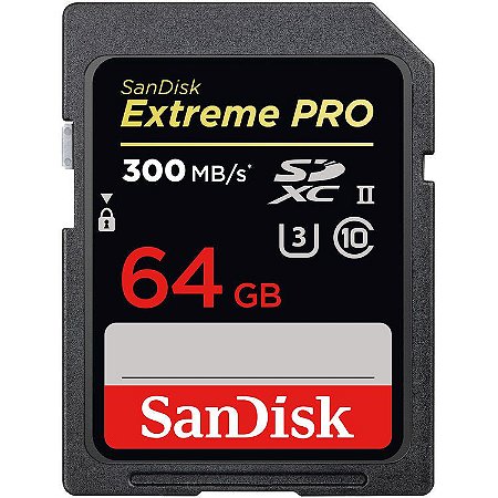 Cartão de Memória SanDisk EXTREME PRO SD UHS-II 64GB 300 MB/s V90