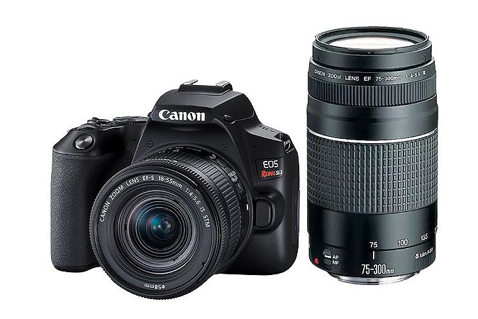 Câmera Canon EOS Rebel SL3 Kit com Lentes EF-S 18-55mm f/4-5.6 IS STM + EF 75-300MM F/4-5.6 III