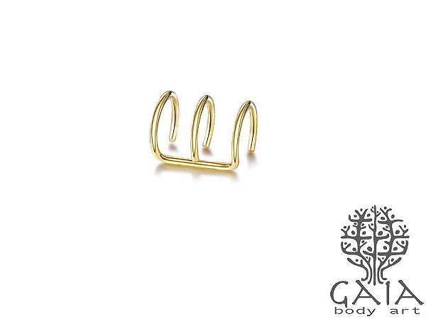 Earcuff Argola Tripla Dourada Piercing Fake