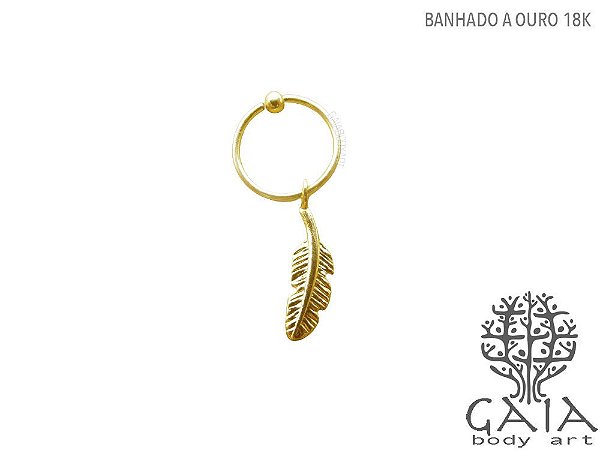 Argola Captive Dourado Pena Boho