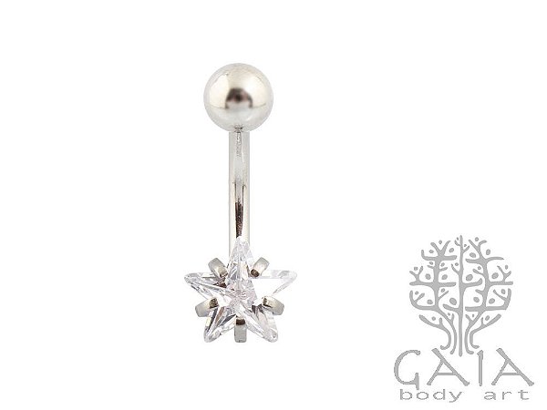 Piercing Umbigo Aço Estrela Grande Zircônia - Lojas Riqueza