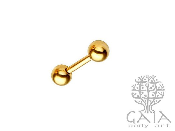 Micro Barbell Reto Esferas Dourado