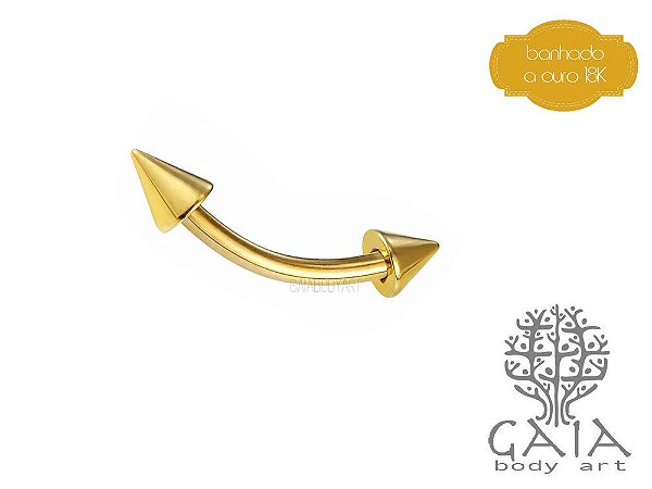 Micro Barbell Curvo Banhado a Ouro Spikes